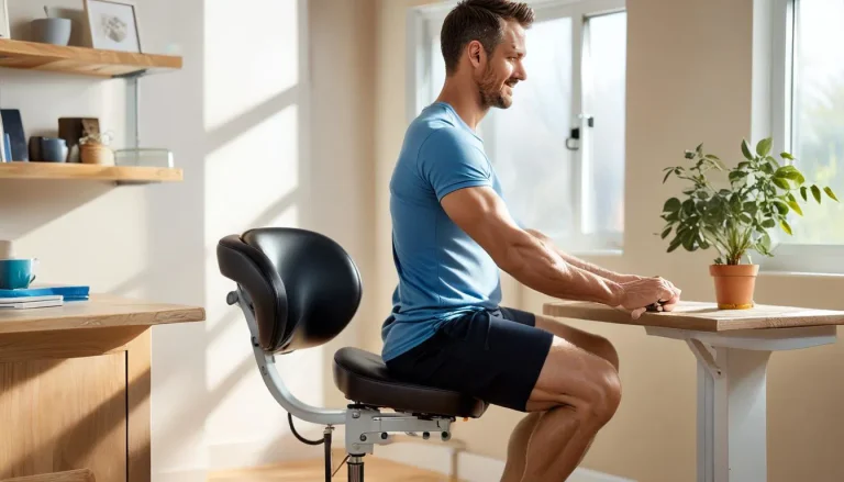 man is using a saddle stool