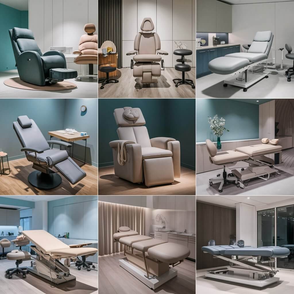 different medical chairs in one frame