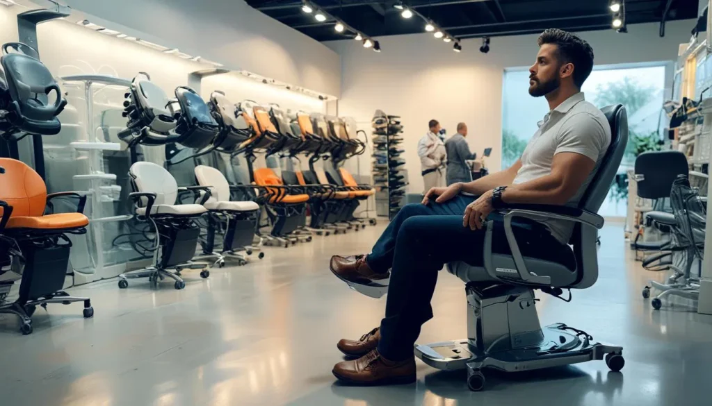 Man sitting on a chair thinking which medical equipment should buy
