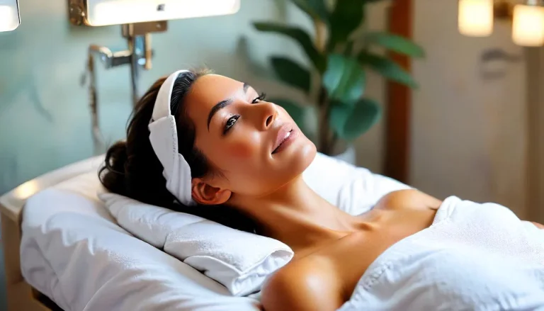 woman lying on a facial bed